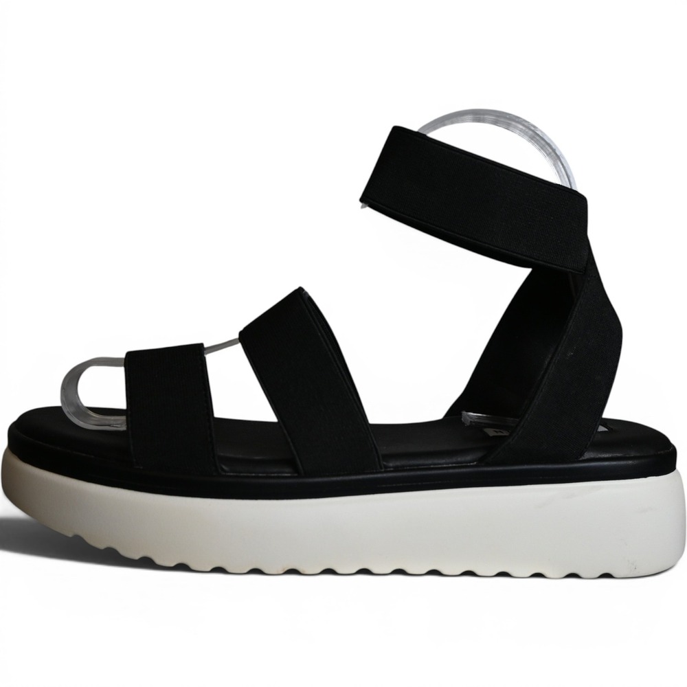 Steve Madden Adele Platform Sandals Womens 9 Black Elastic Straps Platform Sole